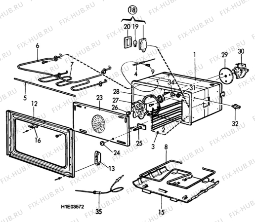 Взрыв-схема комплектующей Elektro Helios SK6787 - Схема узла H10 Main Oven Cavity (large)